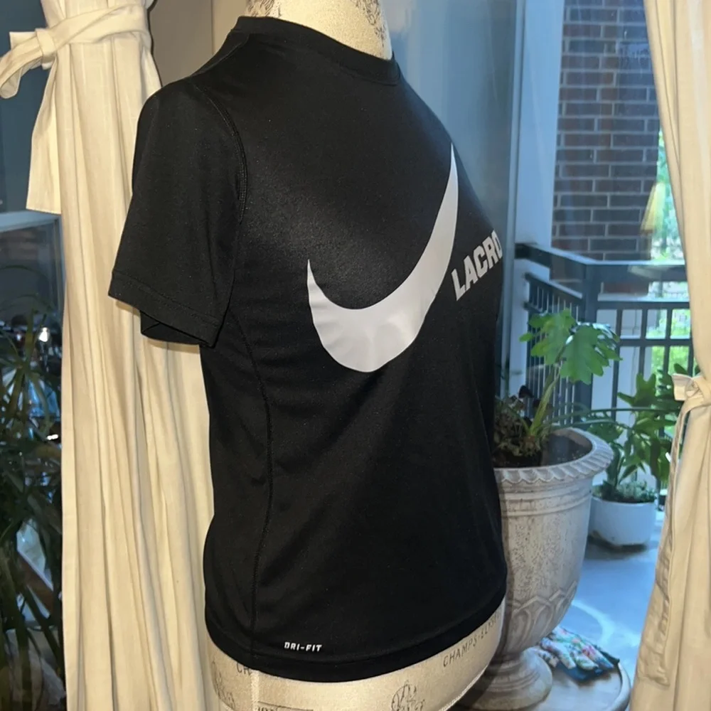 Nike black lacrosse dri-fit shortsleeve shirt youth medium athletic sports top M - Picture 2 of 8